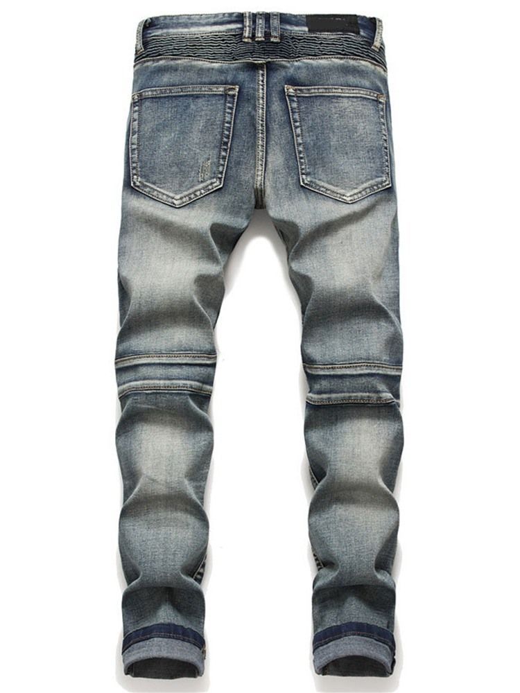 Brukte Jeans Med Vintage Glidelås For Menn