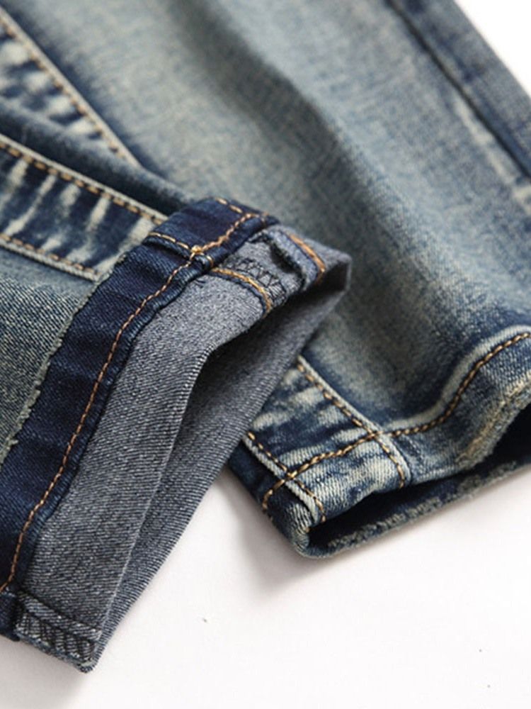 Brukte Jeans Med Vintage Glidelås For Menn