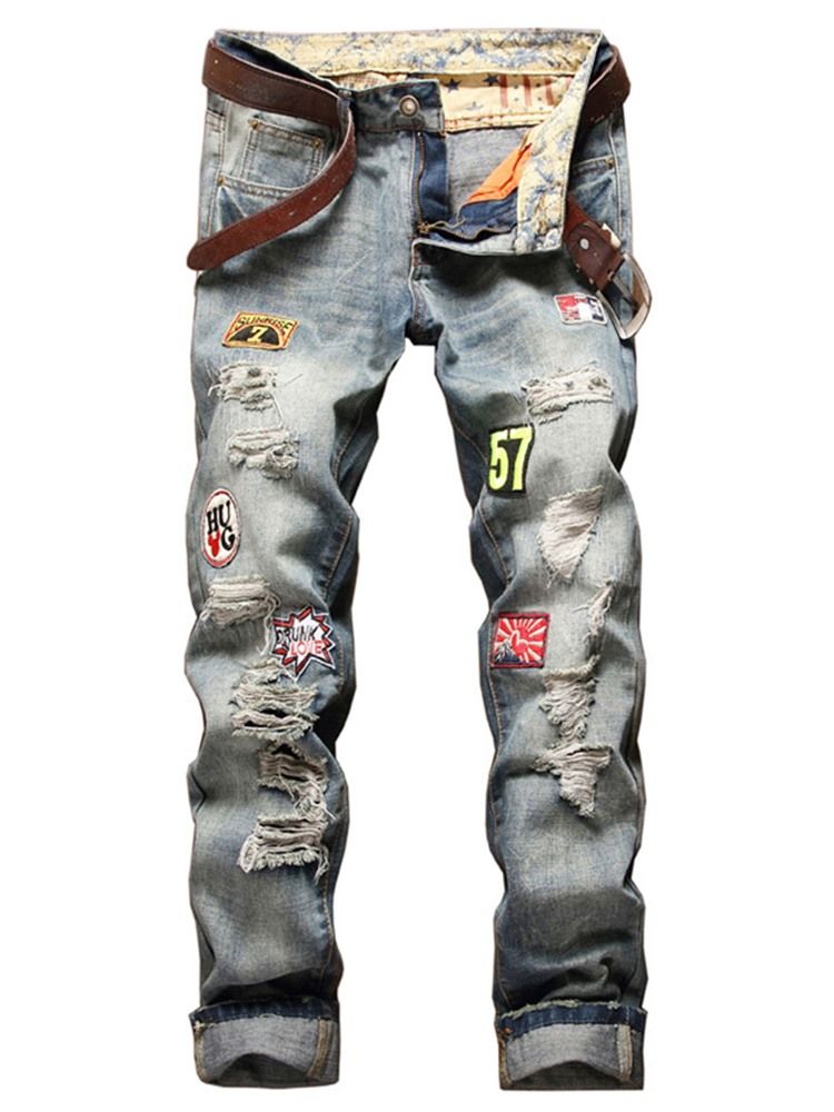 Casual Holes Denim Jeans For Menn