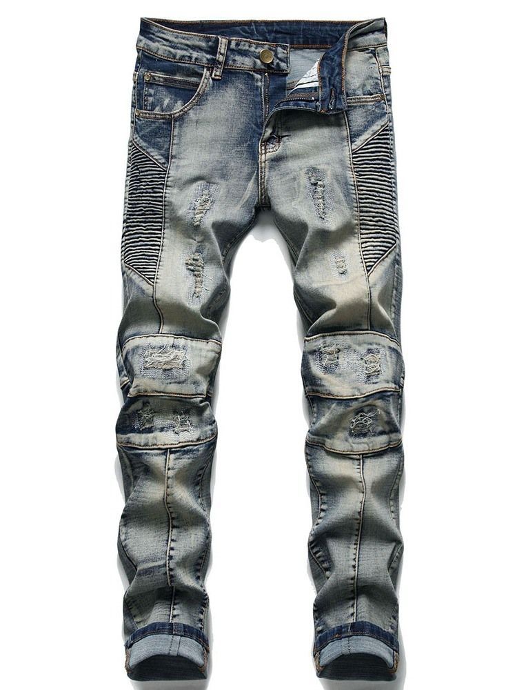 Casual Jeans Med Glidelås For Menn