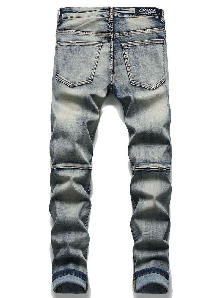 Casual Jeans Med Glidelås For Menn