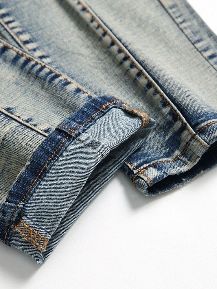 Casual Jeans Med Glidelås For Menn