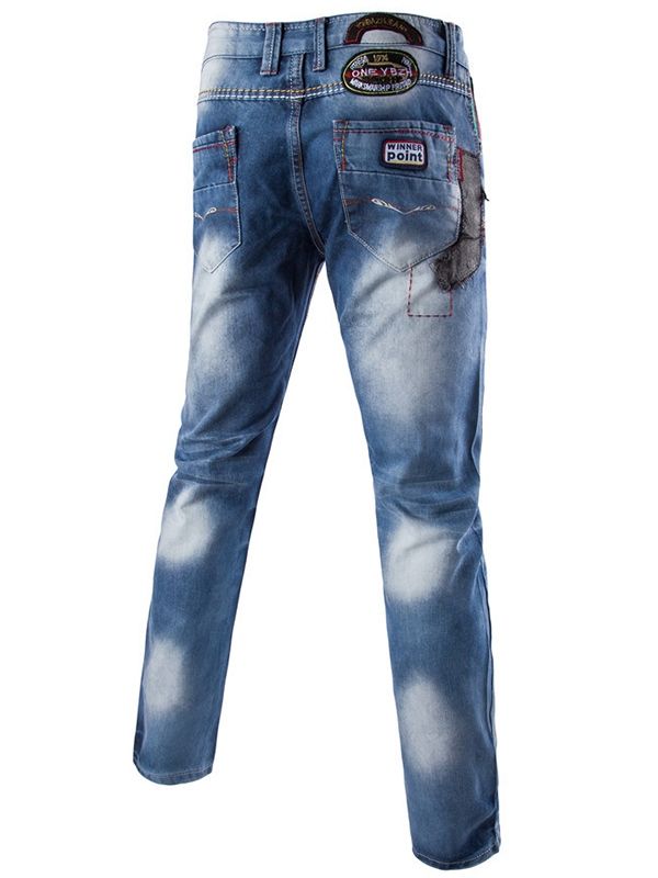 Casual Street Style Patchwork Denim Jeans For Menn