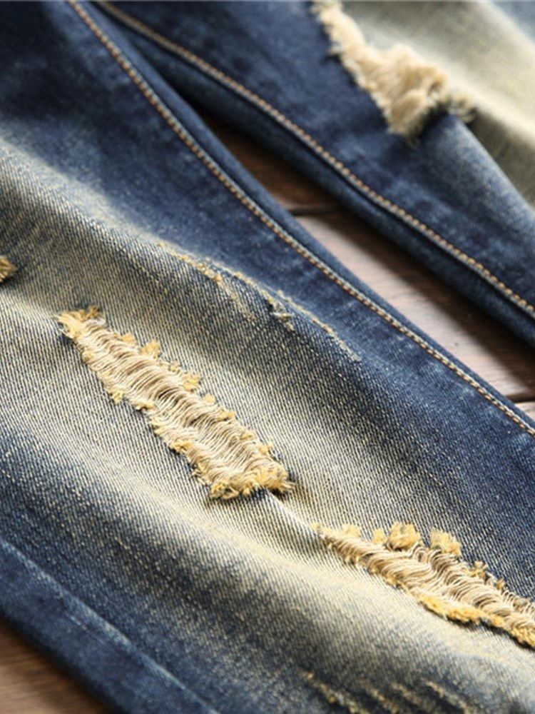 Fargeblokk Mørkeblå Herreflisete Jeans