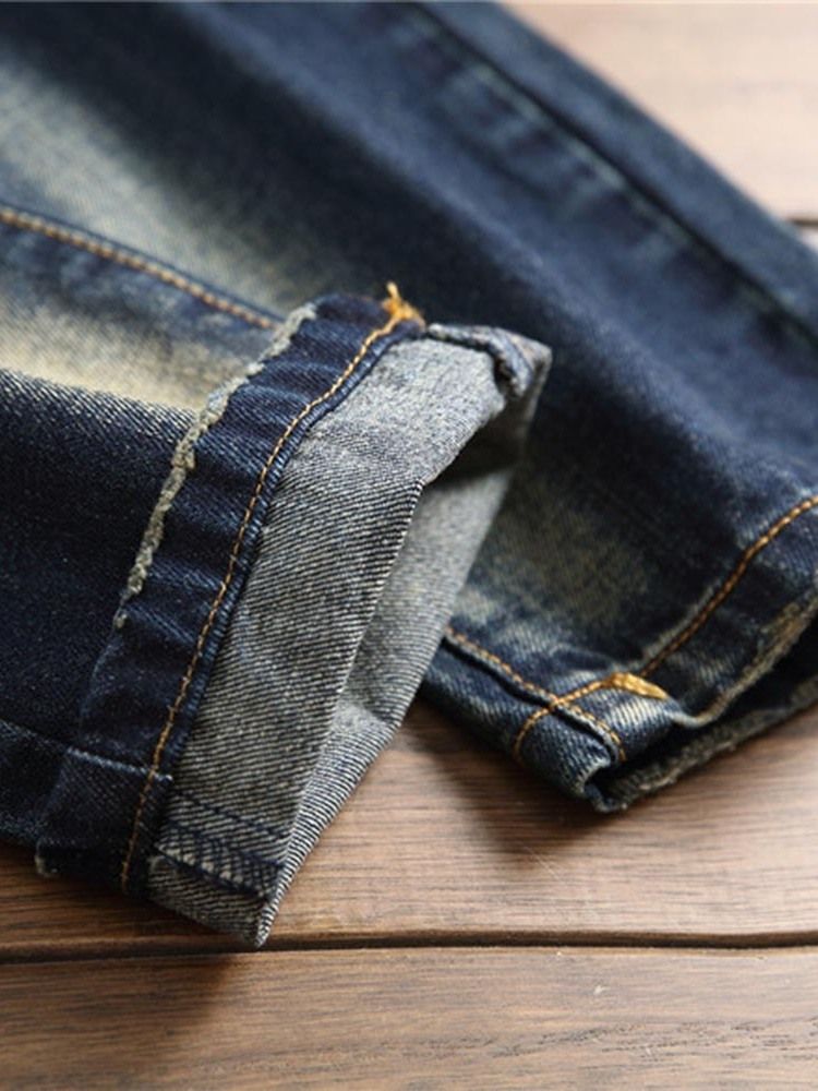 Fargeblokk Mørkeblå Herreflisete Jeans