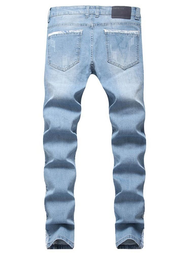 Fargeblokk Slitasje Midje Jeans For Menn