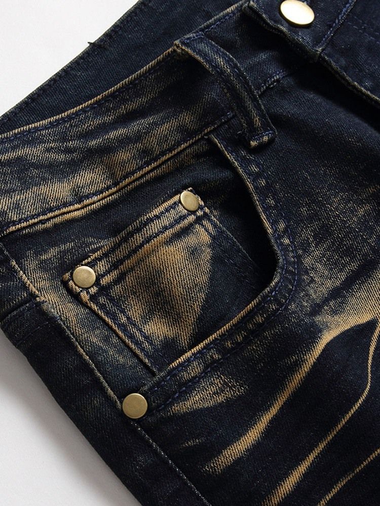 Geometrisk Rett Slitt Vintage Midje Midje Jeans