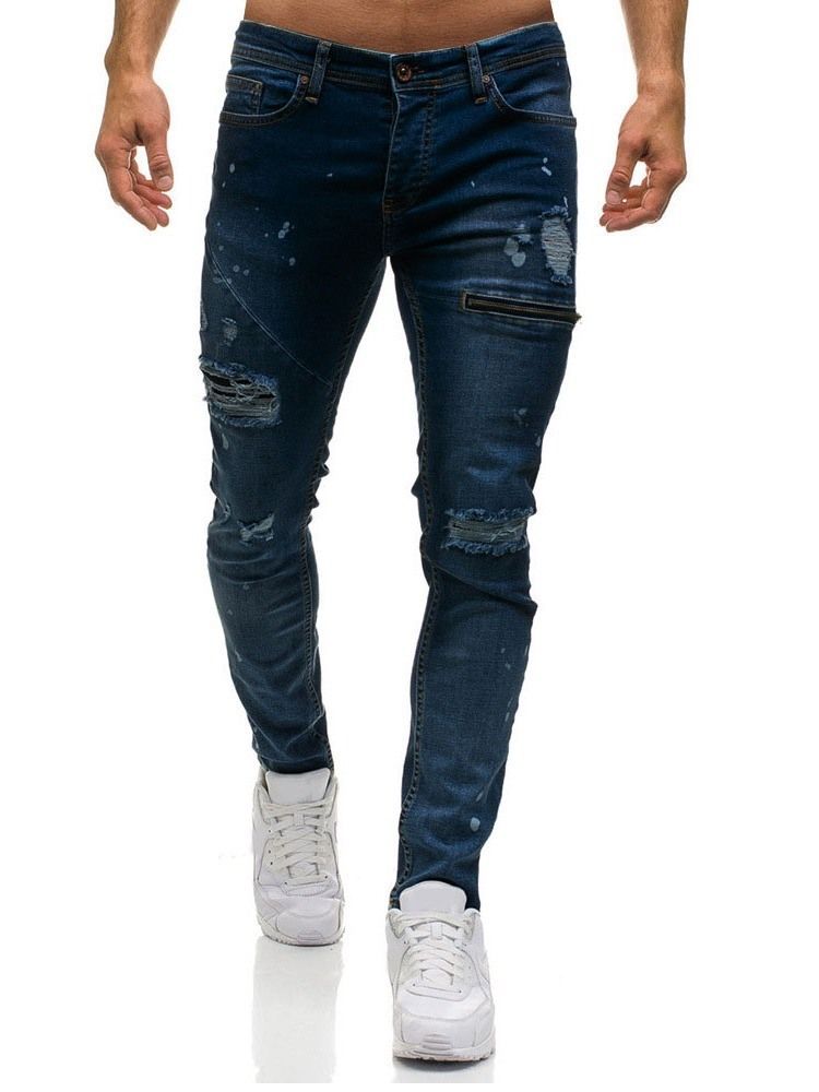 Glidelås Med Glidelås For Menn Midje Jeans