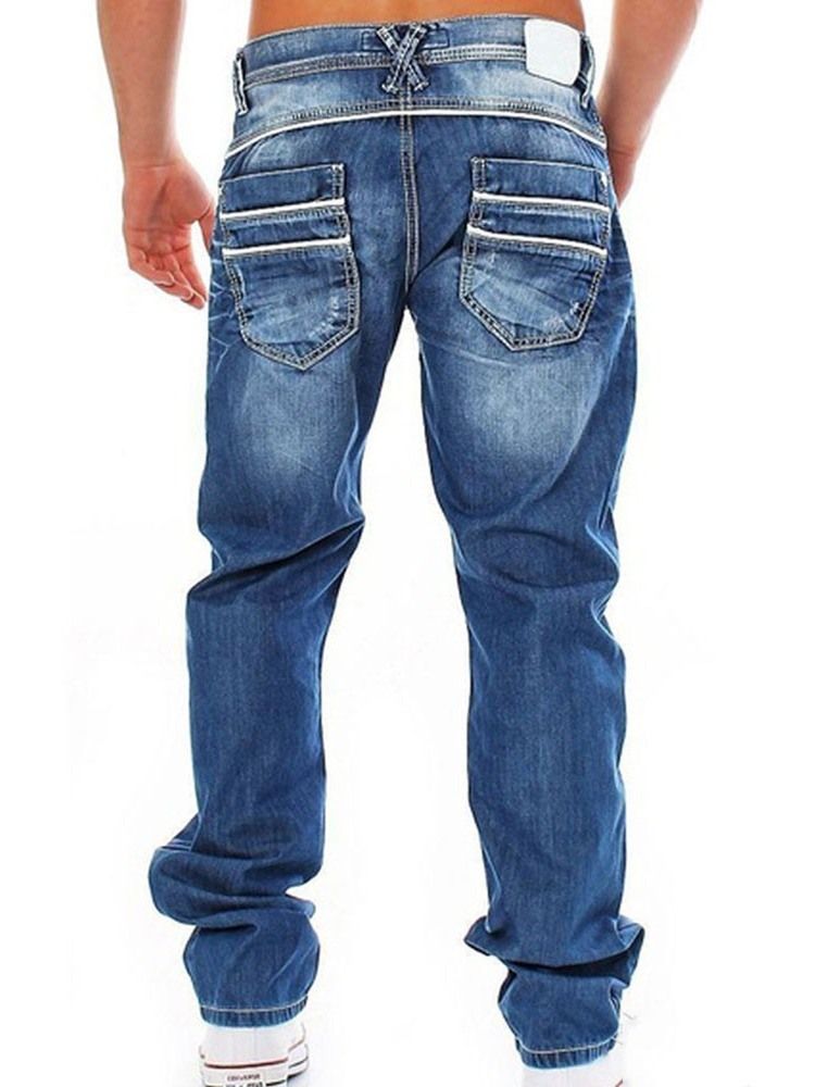 Glidelås Straight Menns Casual Denim Bukser