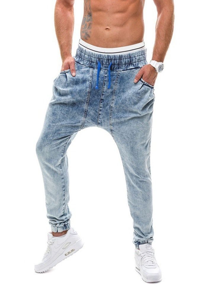 Gradient Straight Mid Waist Lace-up Herre Jeans