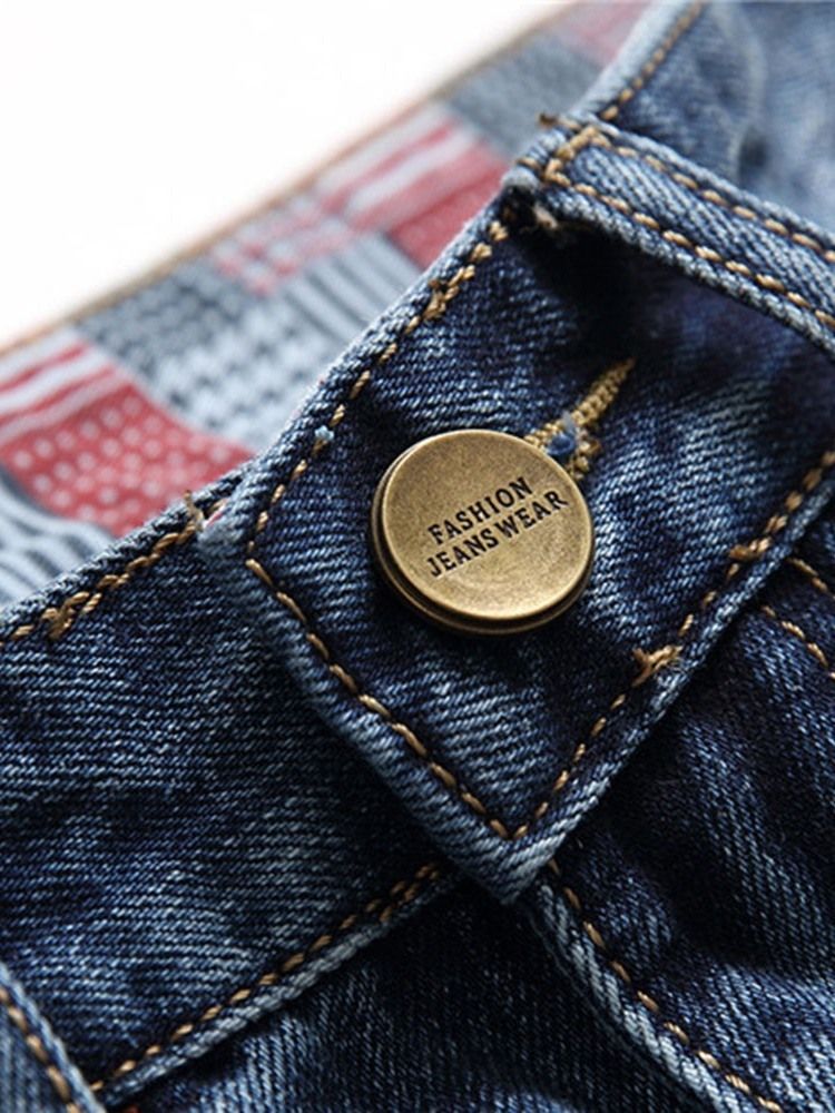 Herrebroderi Rett Europeisk Midje Jeans