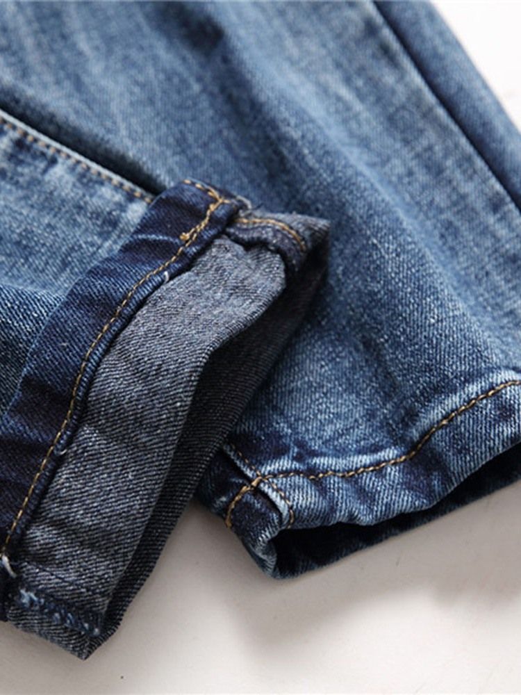 Herrebroderi Rett Europeisk Midje Jeans