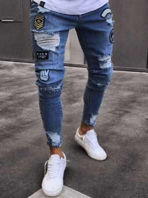 Herreklær Blue Ripped Worn Skinny Jeans