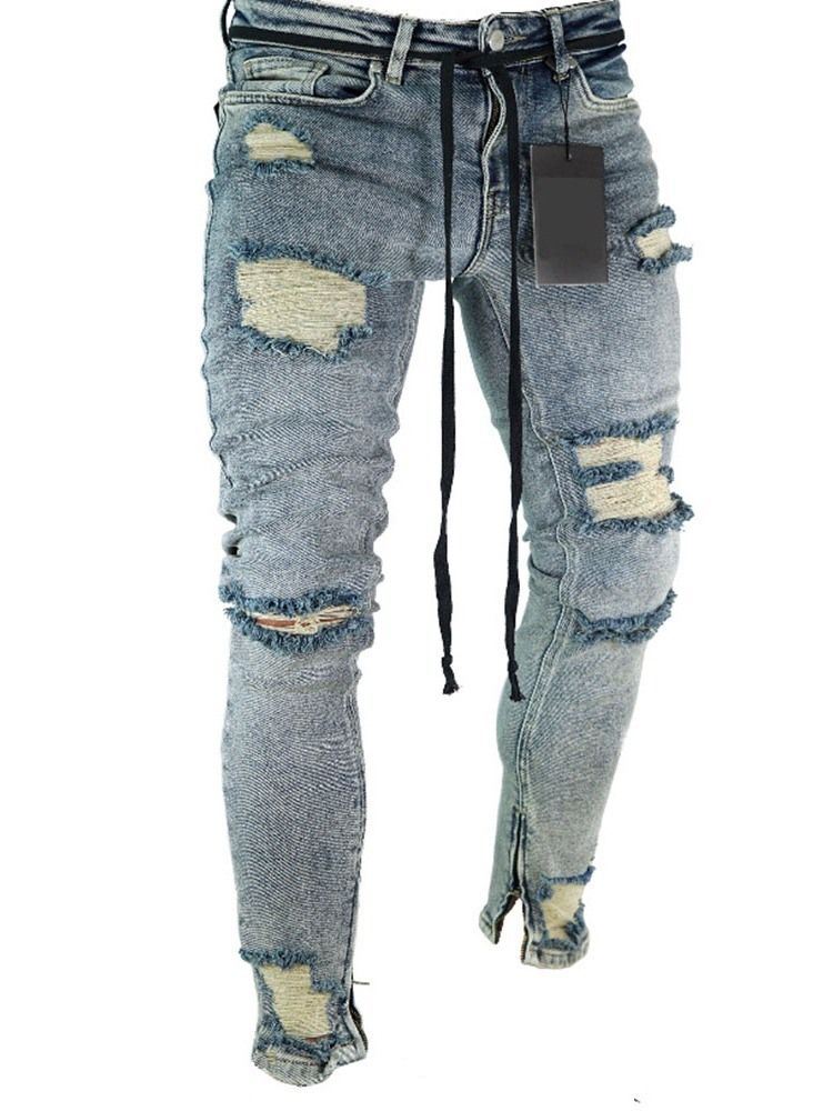 Hole Blyantbukser Vanlig Midje Midje Slim Slim Jeans