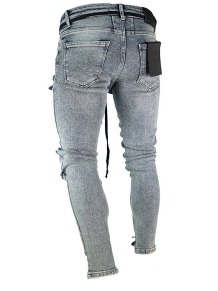 Hole Blyantbukser Vanlig Midje Midje Slim Slim Jeans