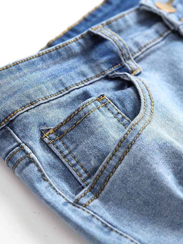 Hole Blyantbukser Vanlig Midje Midje Slim Slim Jeans