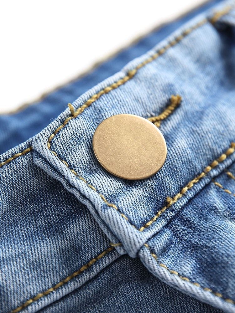 Hole Blyantbukser Vanlig Midje Midje Slim Slim Jeans