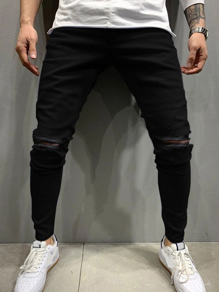 Hole Pencil Pants Casual Jeans For Menn