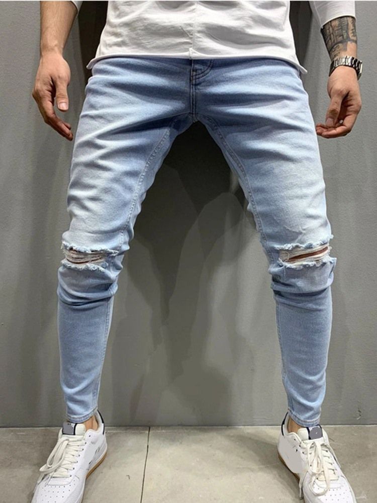 Hole Pencil Pants Casual Jeans For Menn