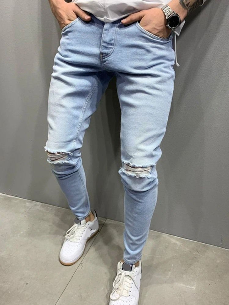 Hole Pencil Pants Casual Jeans For Menn