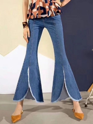 Kvinne Bellbottoms Washable Plain High Waist Slim Jeans