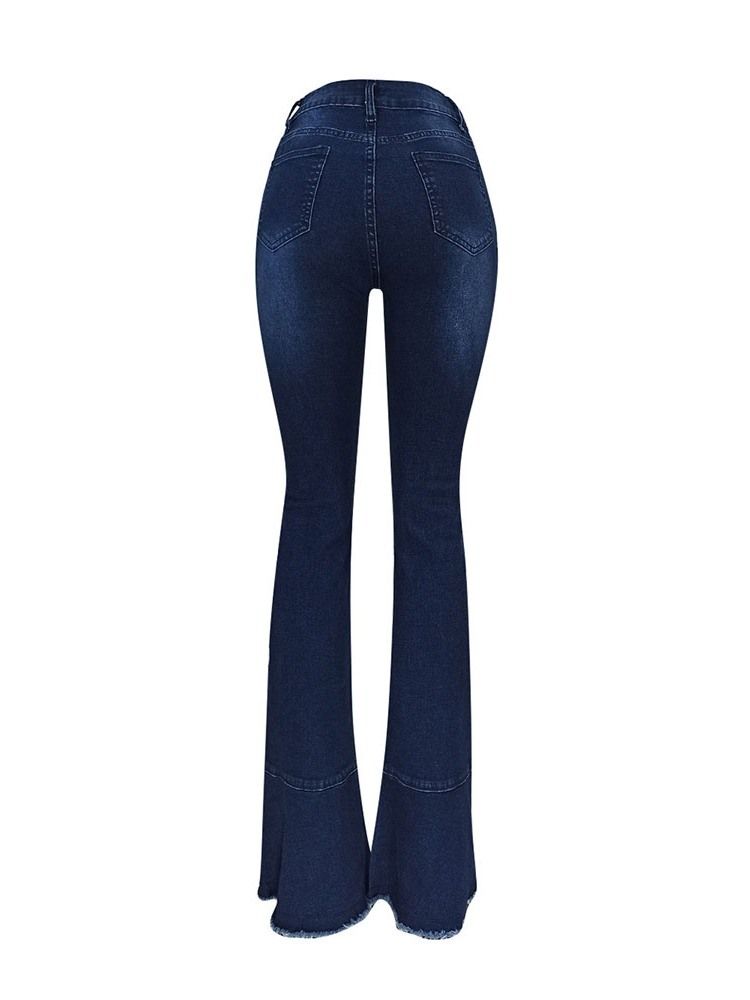 Kvinner Tassel Bellbottoms Color Block High Waist Slim Jeans