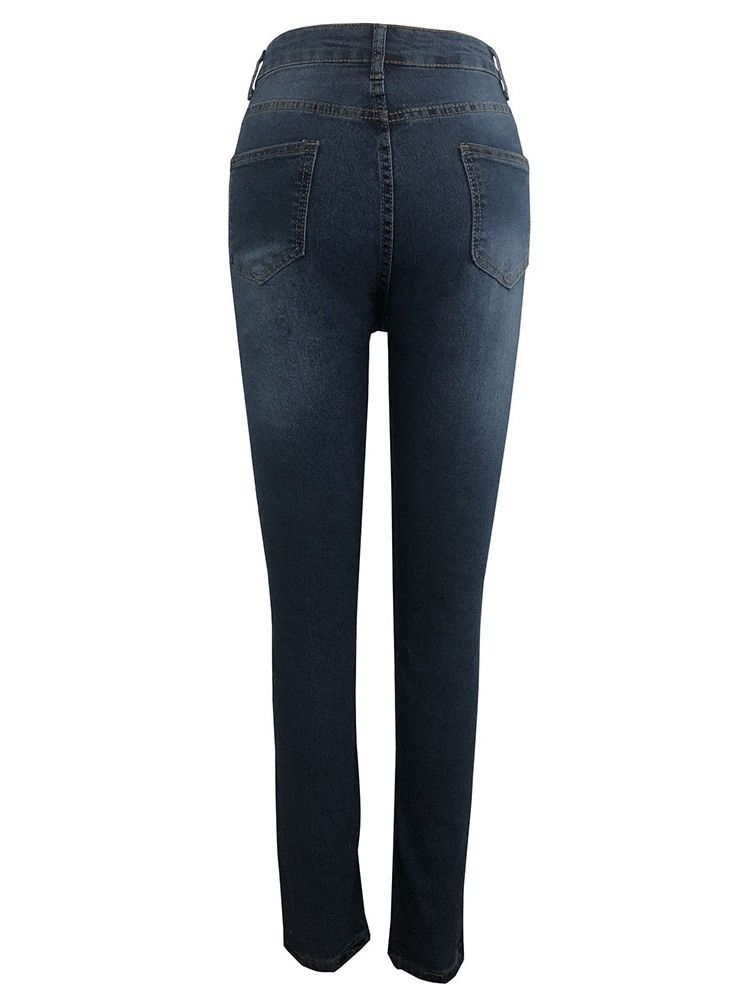 Kvinners Pocket Glidelås Pencil Pants Skinny Jeans