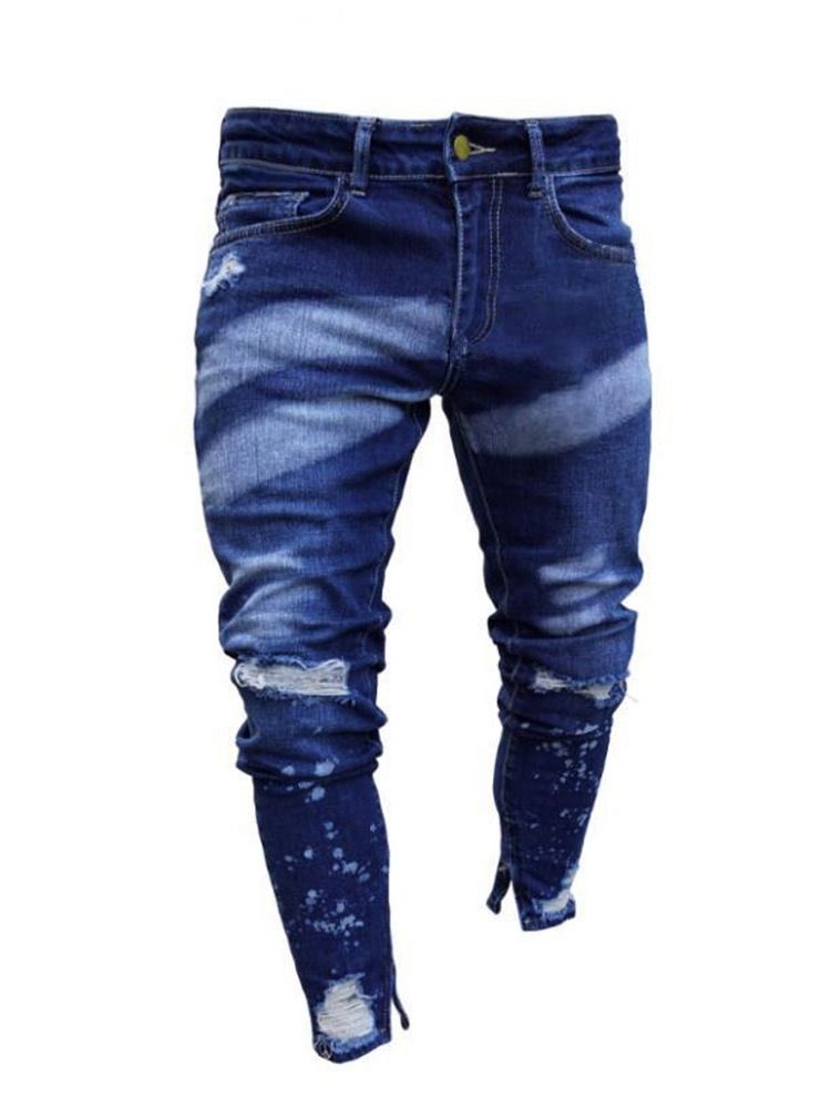 Menns Blyantsbukse Glidelås Europeiske Jeans