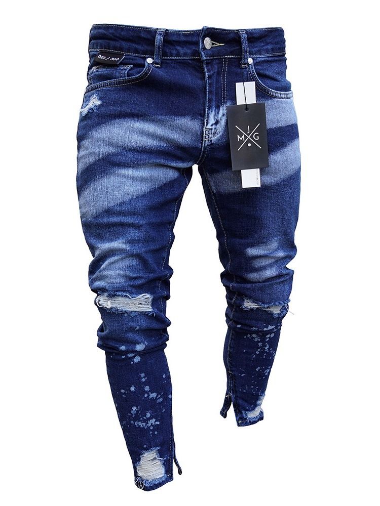 Menns Blyantsbukse Glidelås Europeiske Jeans