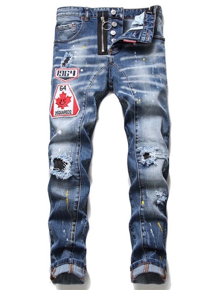 Menns Nummer Rett Slitte Europeiske Midje Jeans