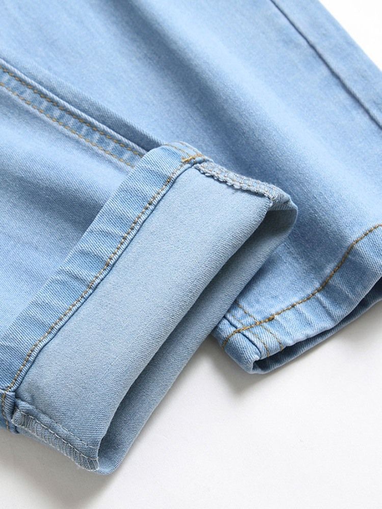 Menns Rett Hull Midt Midje Koreanske Jeans