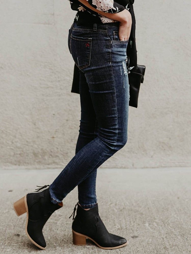 Mid-waist Skinny Jeans For Kvinner