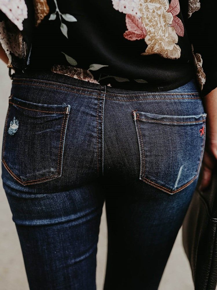 Mid-waist Skinny Jeans For Kvinner