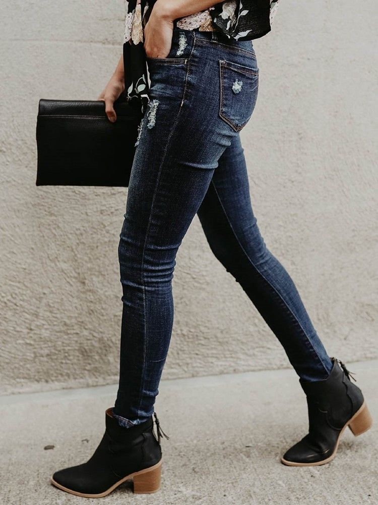 Mid-waist Skinny Jeans For Kvinner