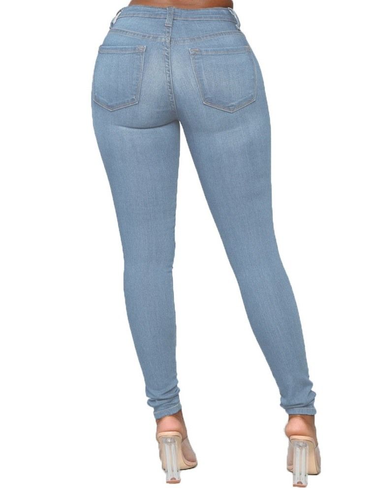 Pencil Pants Button Plain Jeans For Midje Midje