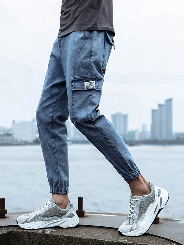 Pencil Pants Korean Zipper Jeans For Menn