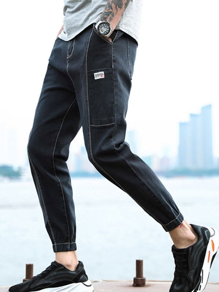 Pencil Pants Mid Waist Zipper Jeans For Menn