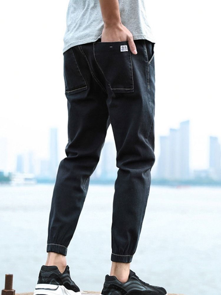 Pencil Pants Mid Waist Zipper Jeans For Menn