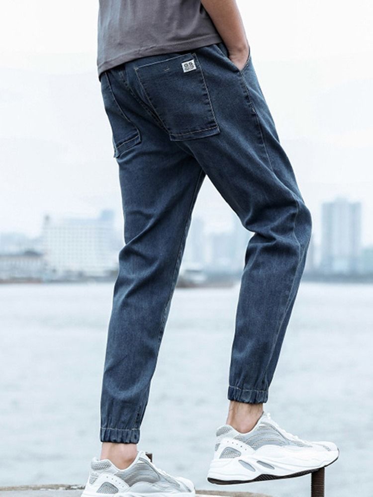 Pencil Pants Mid Waist Zipper Jeans For Menn