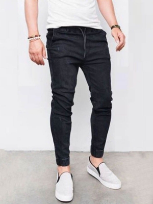 Pencil Pants Plain Pocket Herre Casual Jeans