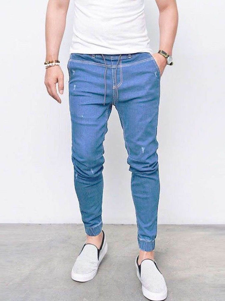 Pencil Pants Plain Pocket Herre Casual Jeans