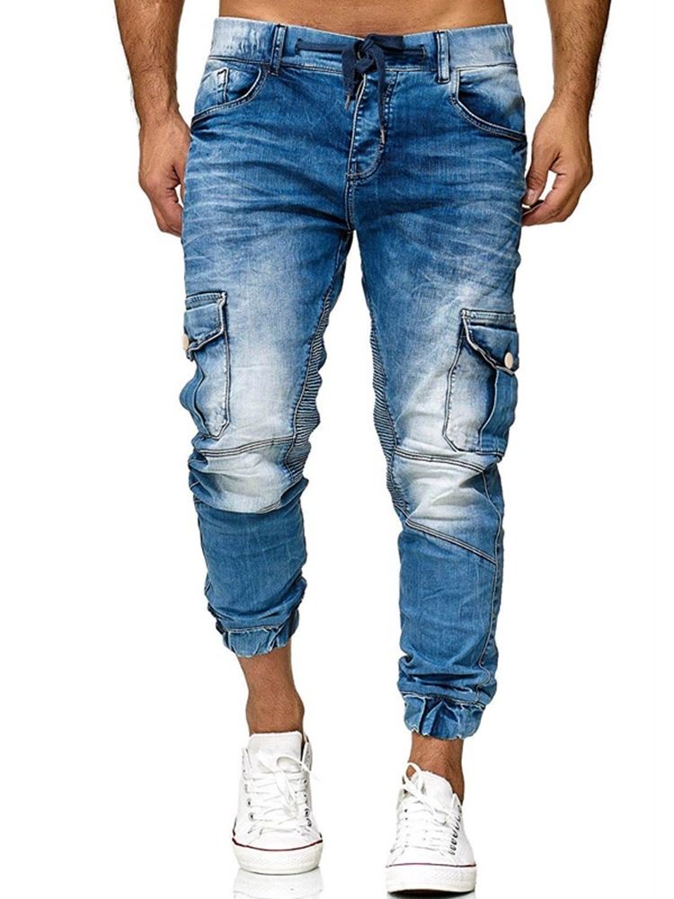 Pencil Pants Pocket Zipper Casual Men Jeans