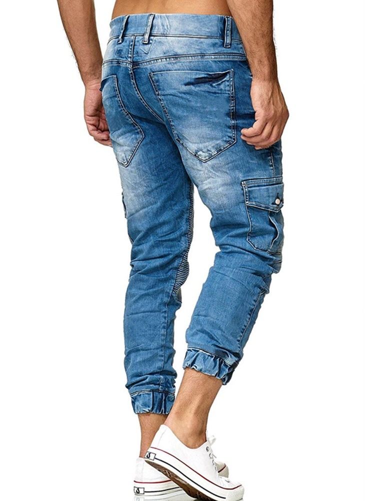 Pencil Pants Pocket Zipper Casual Men Jeans