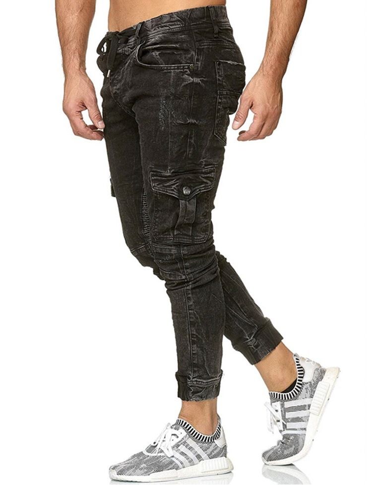 Pencil Pants Pocket Zipper Casual Men Jeans