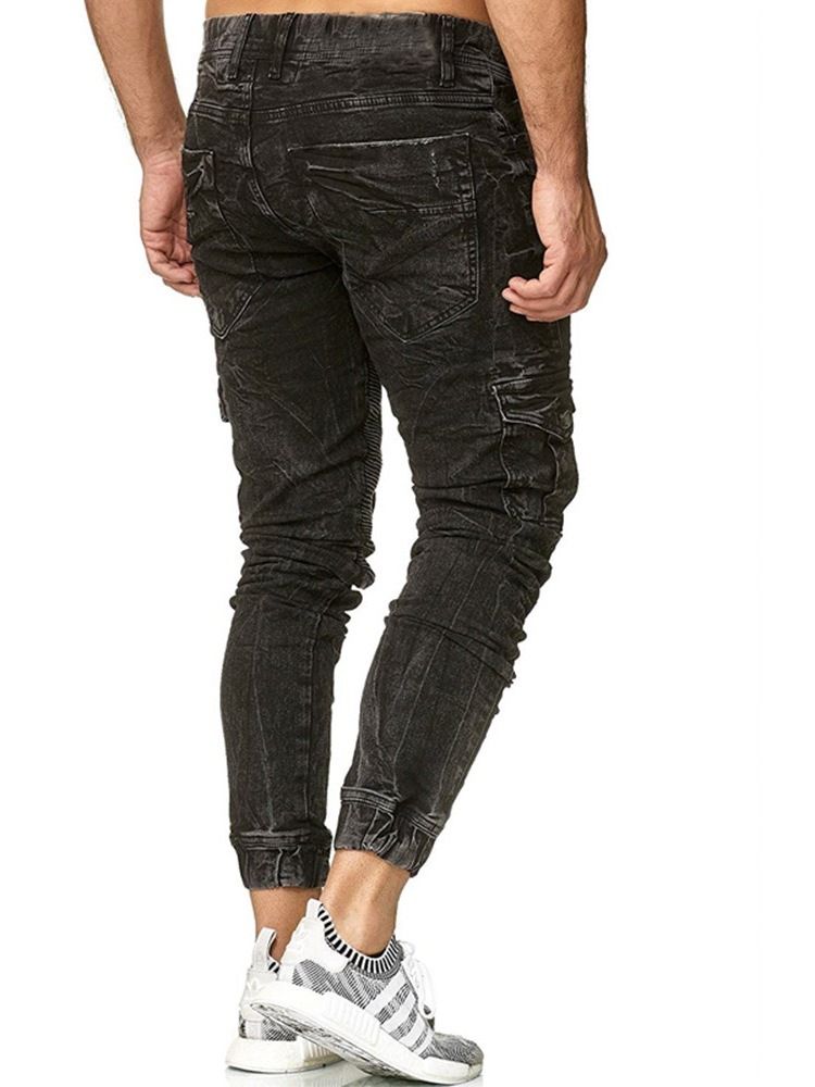 Pencil Pants Pocket Zipper Casual Men Jeans