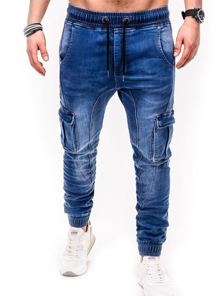 Pencilbukser For Menn Casual Mid Waist Jeans