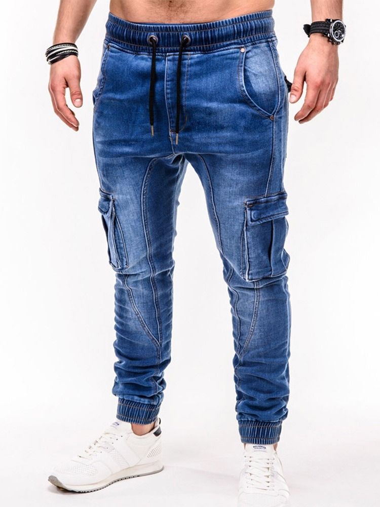 Pencilbukser For Menn Casual Mid Waist Jeans