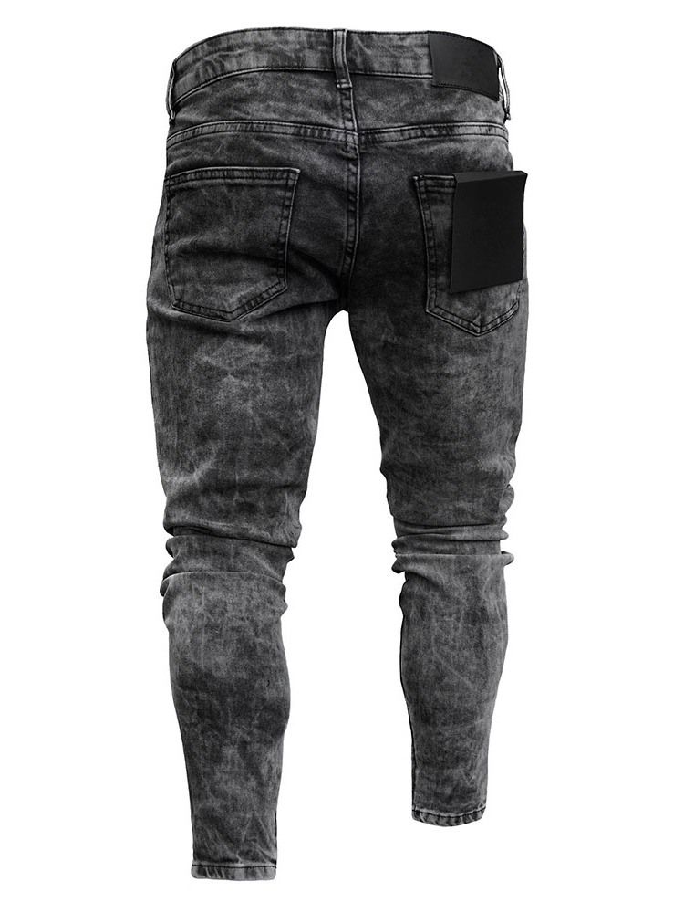 Plain Mid Waist Glidelås Jeans