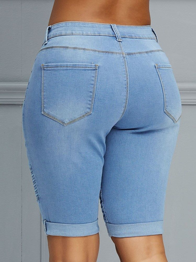 Plain Skinny Mid-waist Dame Jeans