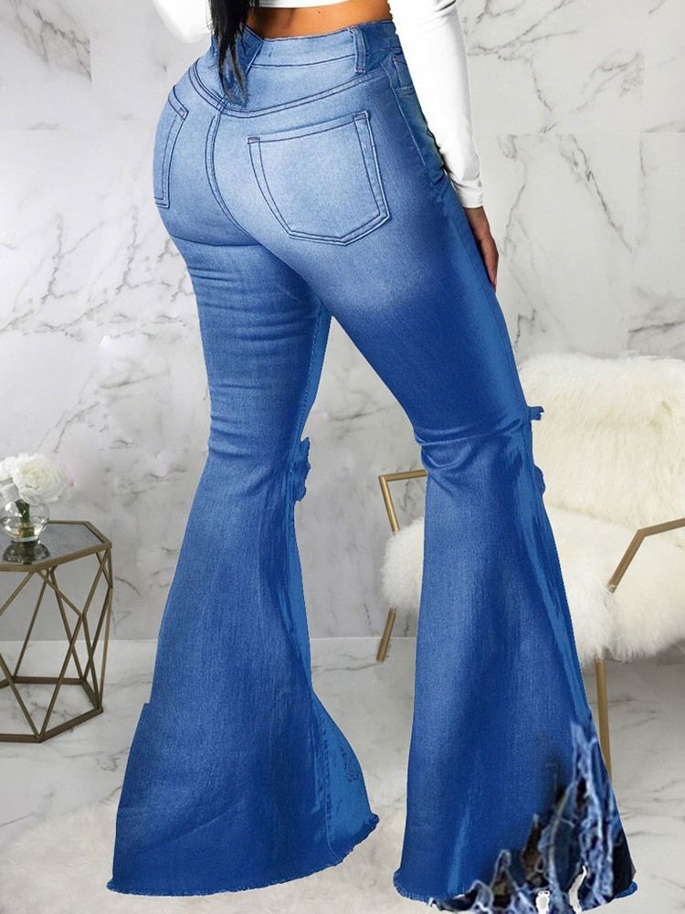 Plain Tassel Bellbottoms Slim Slim Jeans For Kvinner